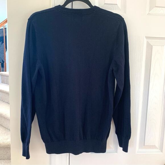 L.L. Bean Navy Cotton & Cashmere Blend V-Neck - Picture 2 of 5